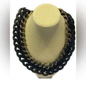 NWT Chico’s Black/Gold Links Collar Necklace